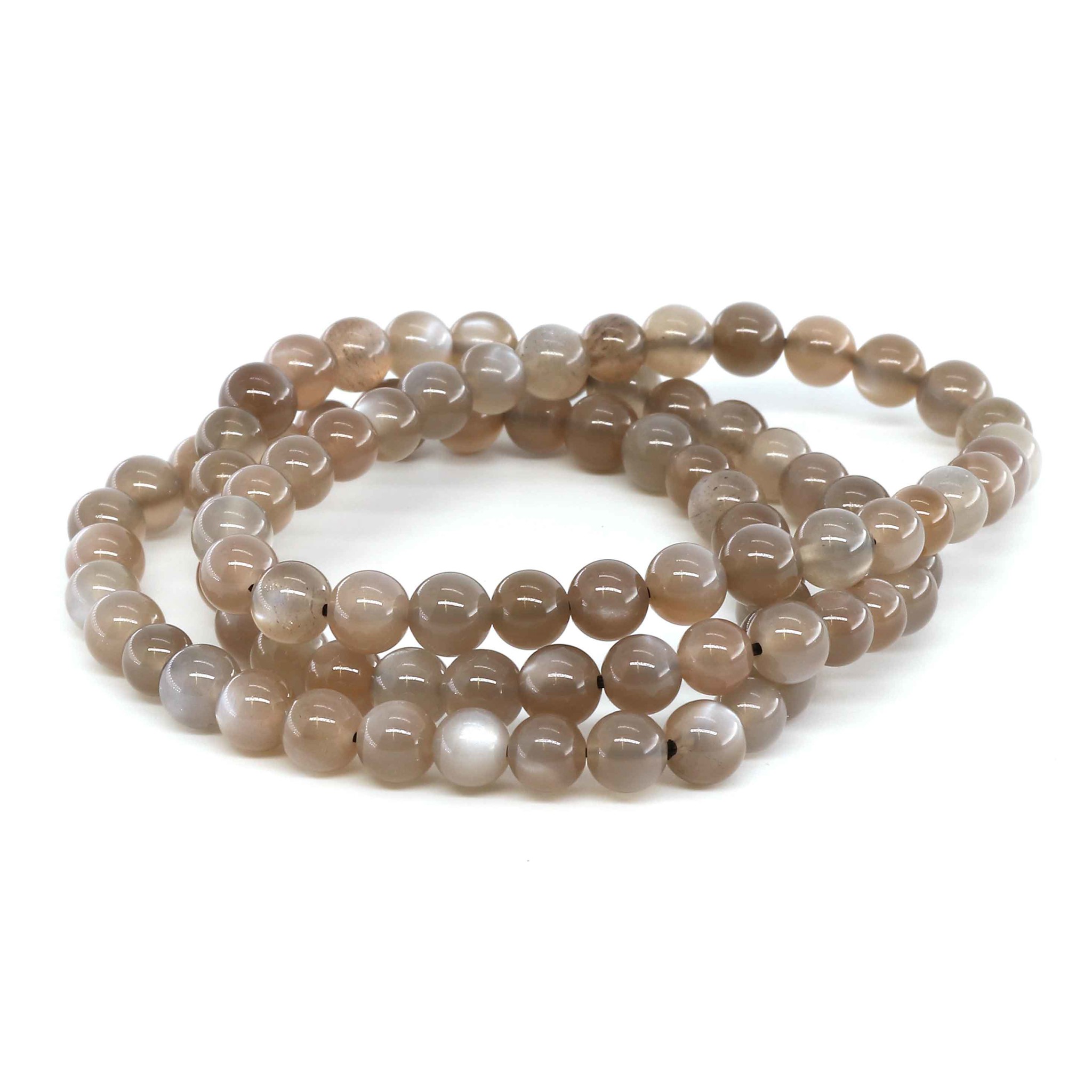 Image de Mondstein Kugeln  6mm Armband Extra (braun/grau)