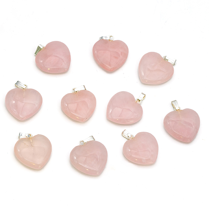 Bild von Rosenquarz "Love Hearts" 20x6mm Anhänger mit Metallöse