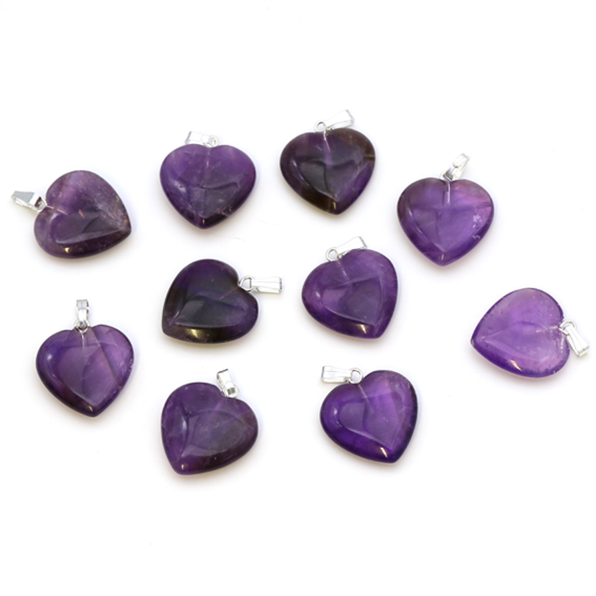 Bild von Amethyst "Love Hearts" 20x6mm Anhänger mit Metallöse