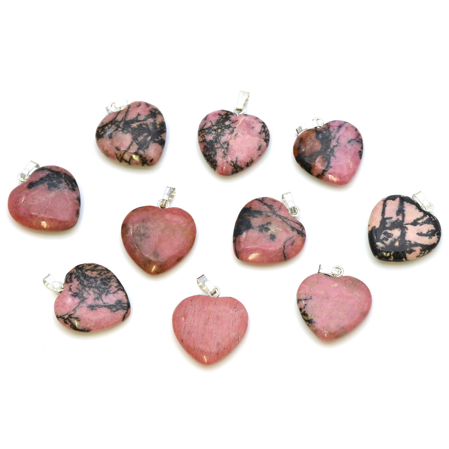Bild von Rhodonit "Love Hearts" 20x6mm Anhänger mit Metallöse