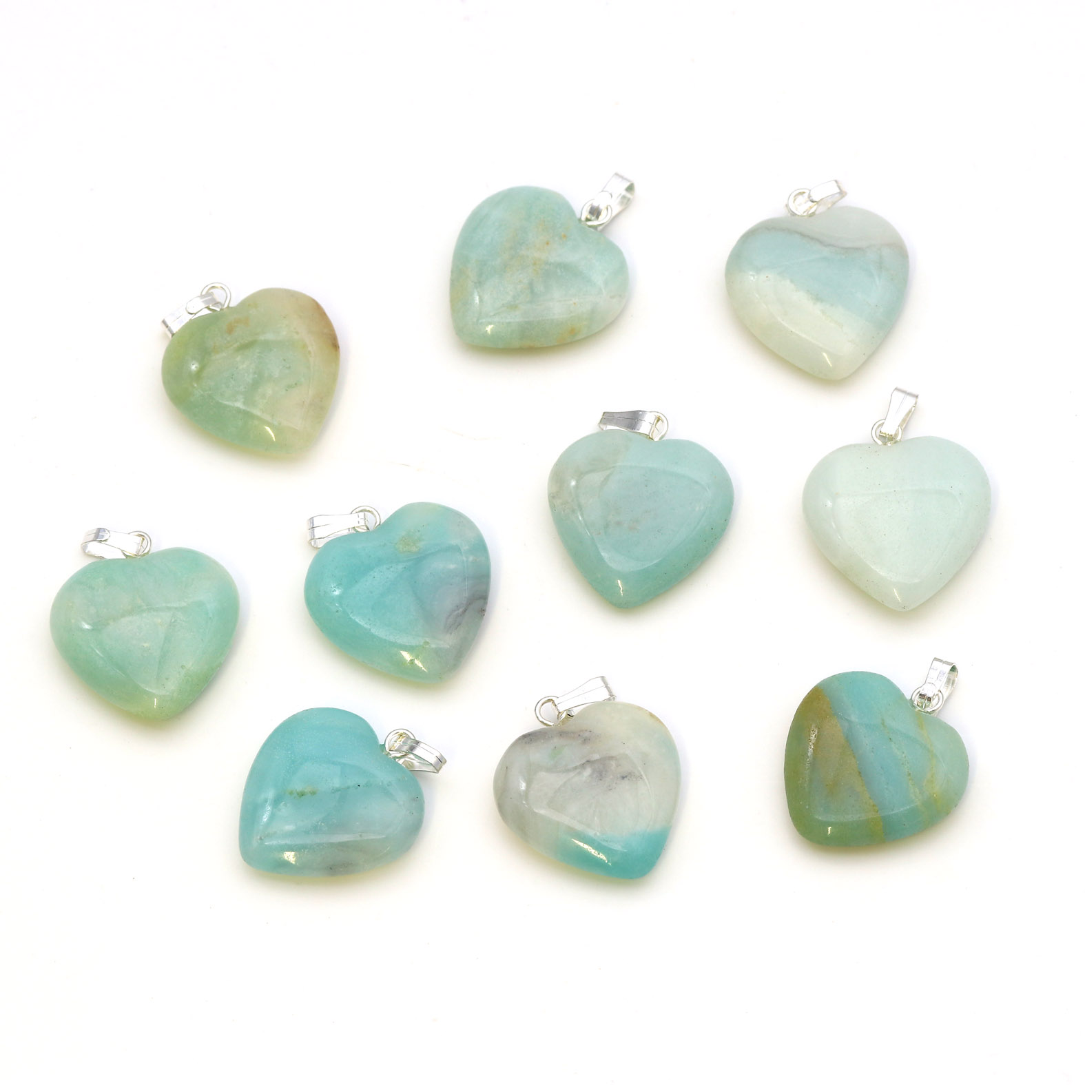 Bild von Amazonit "Love Hearts" 20x6mm Anhänger mit Metallöse