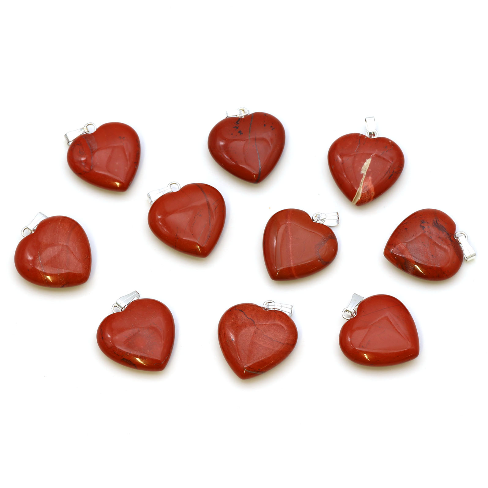 Bild von Roter Jaspis "Love Hearts" 20x6mm Anhänger mit Metallöse