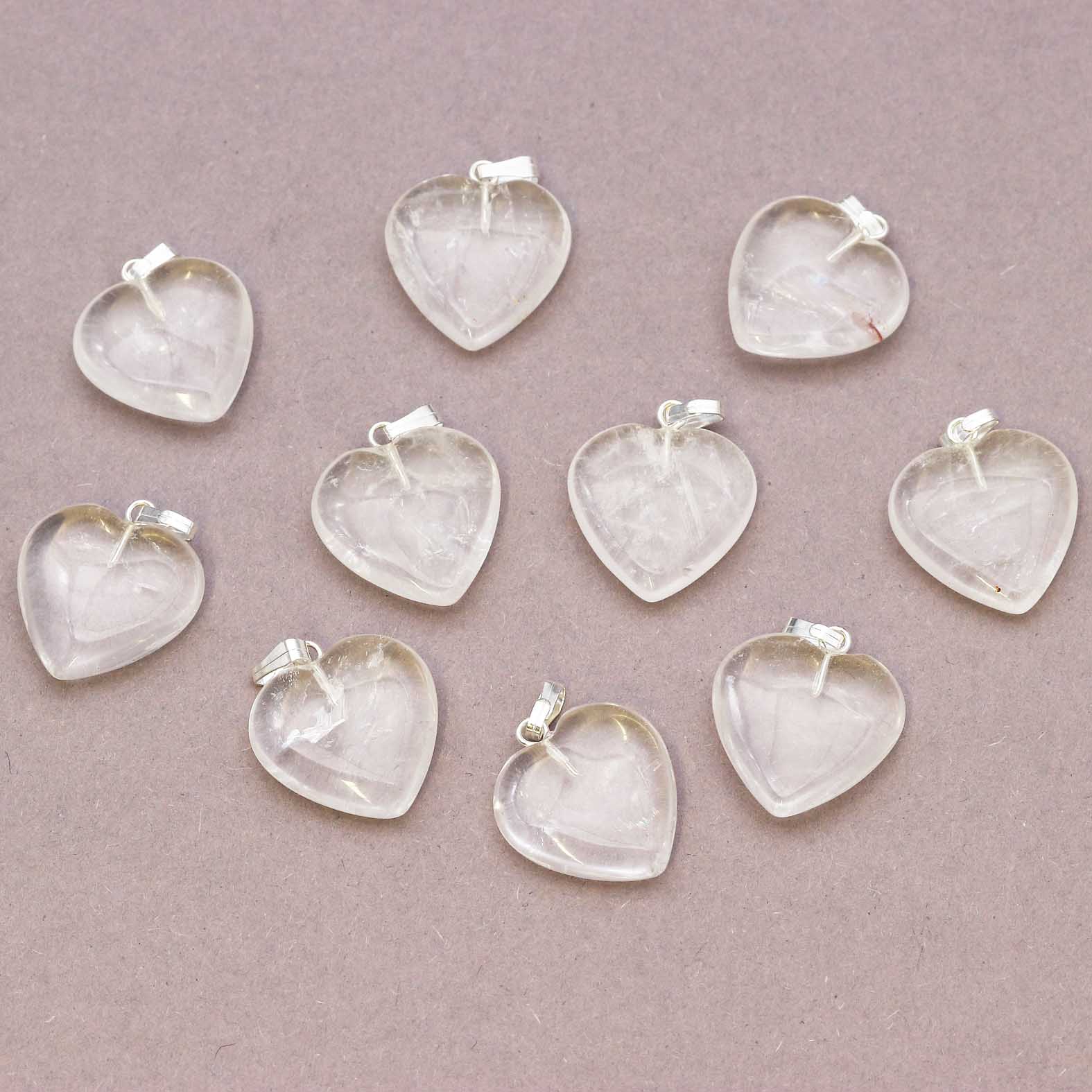 Bild von Bergkristall "Love Hearts" 20x6mm Anhänger mit Metallöse