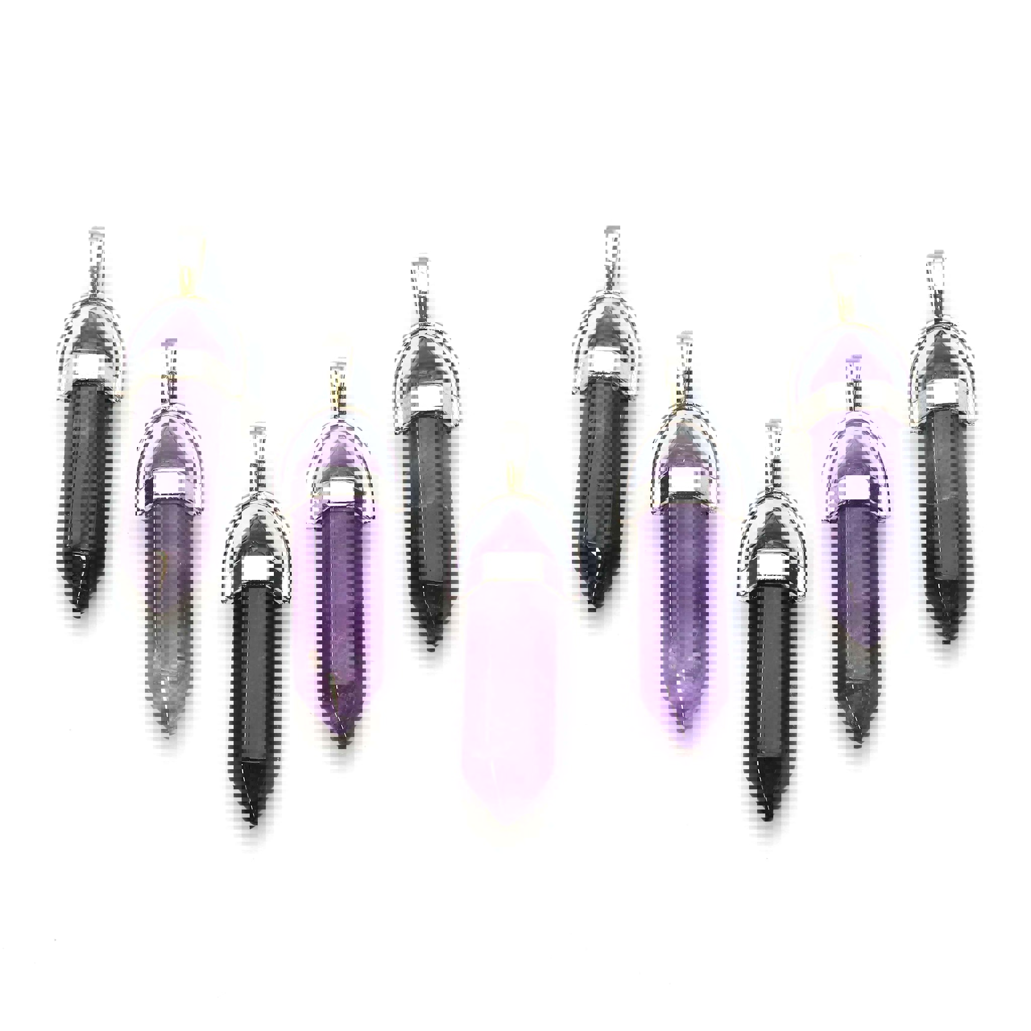 Bild von Amethyst Doppelender Spitze 30x10mm Anhänger mit Metallöse