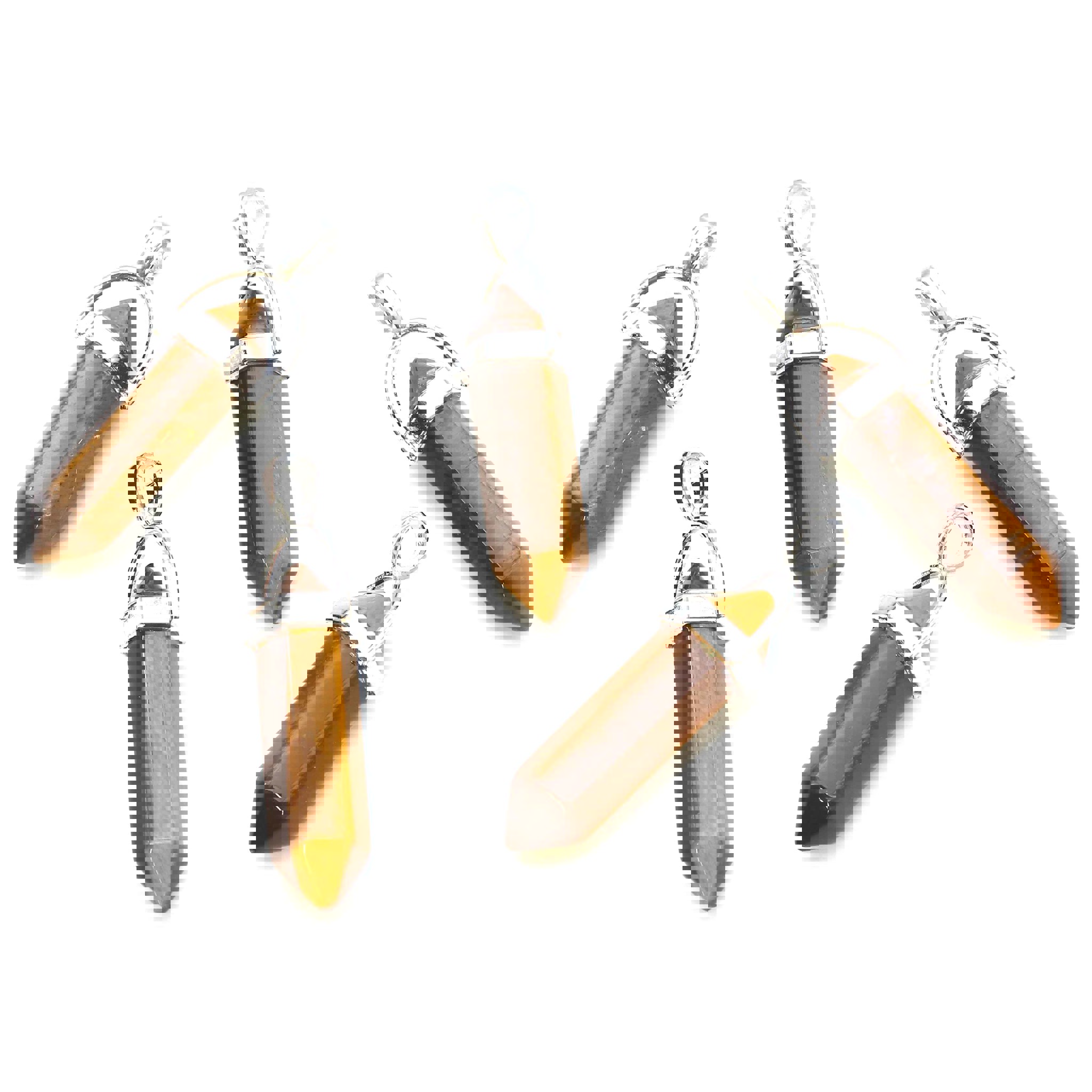 Bild von Tigerauge Doppelender Spitze 30x10mm Anhänger mit Metallöse