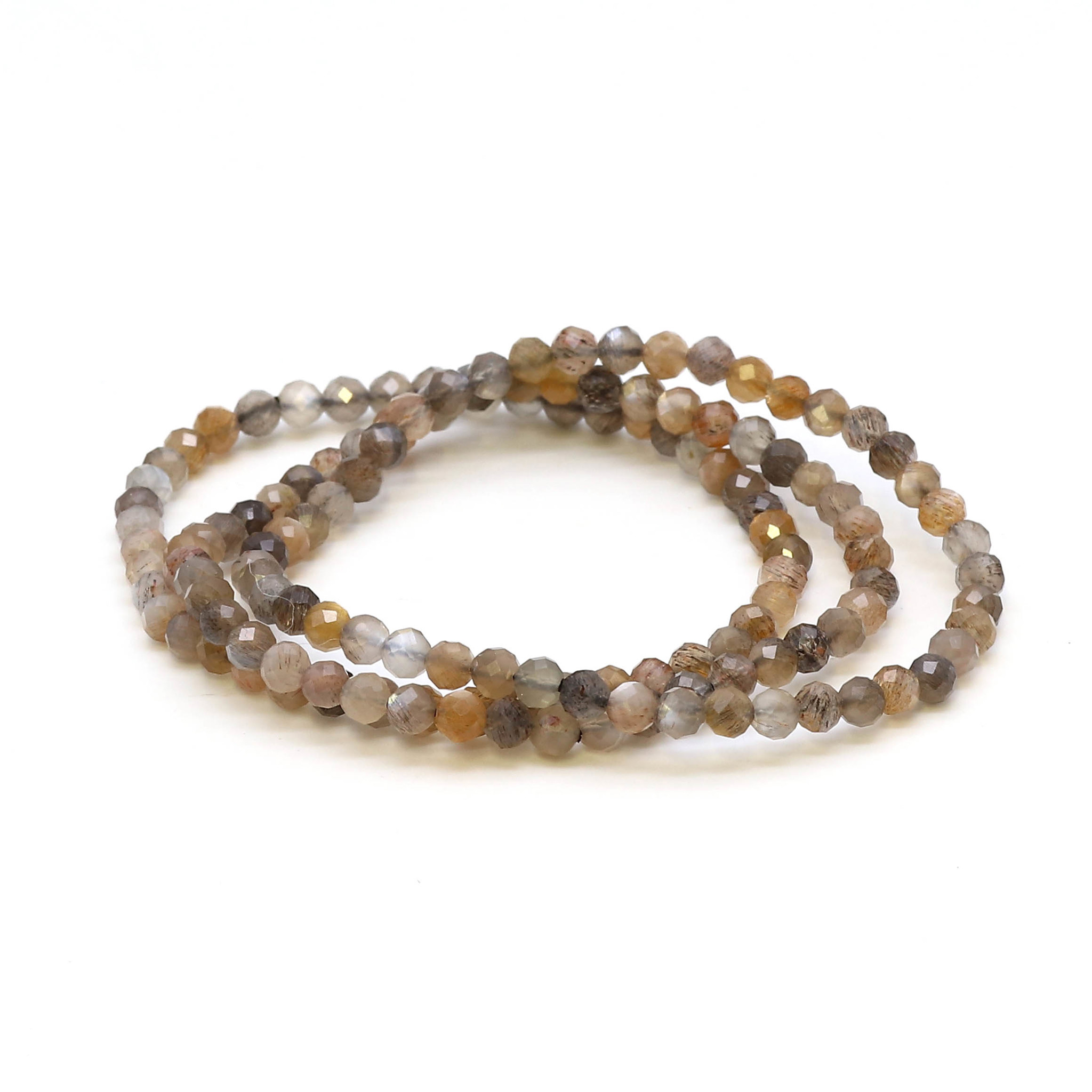 Bild von Sonnenstein fac. Kugeln  4mm Armband (dunkelbraun, black Sunstone)