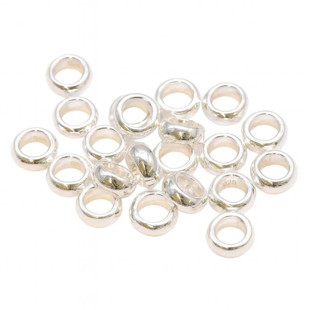 Bild von Kugel-Ringe 7x3mm - Loch 4.3mm, Silber 925