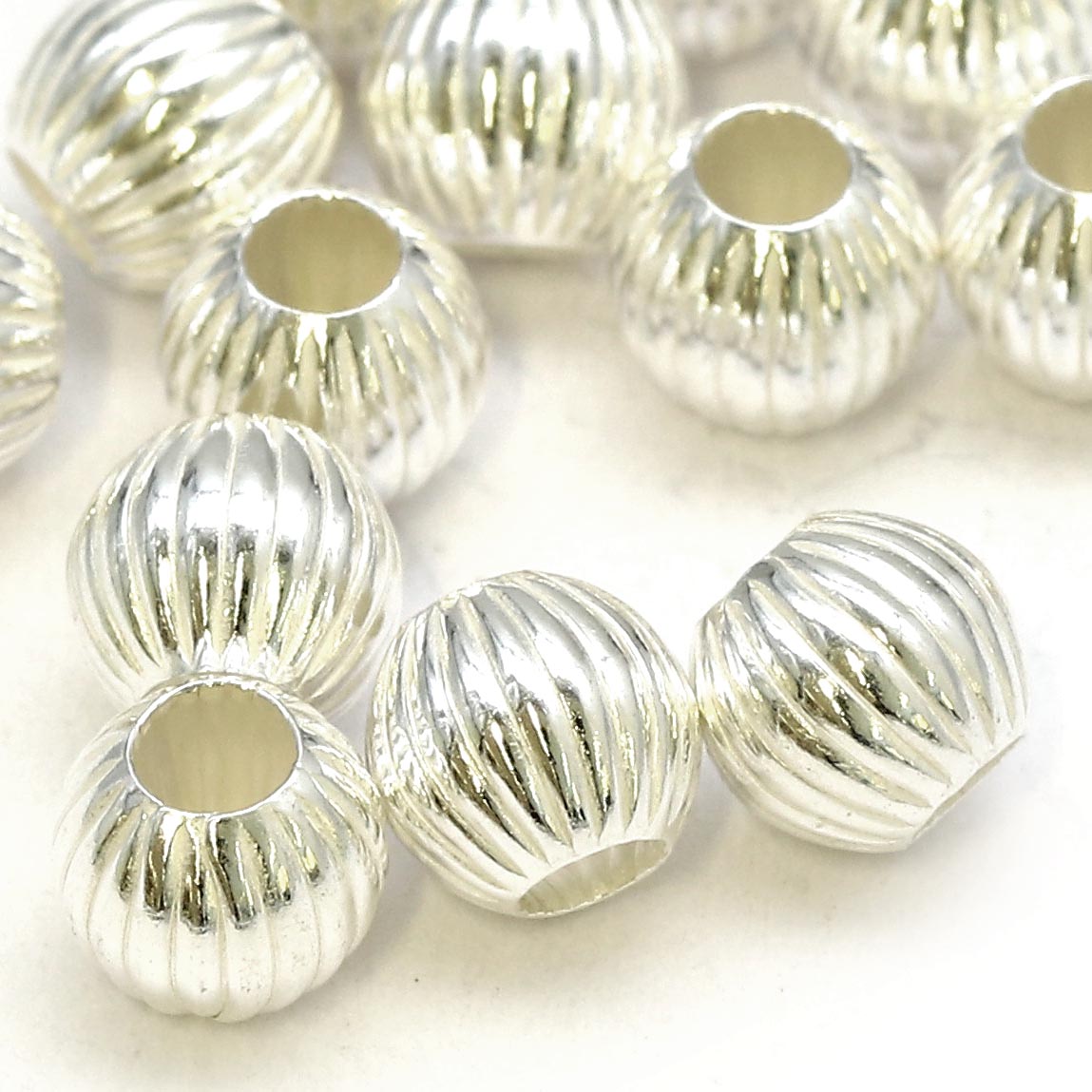 Immagine di Perline scanalate, argento 925