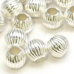 Vedere dettagli per Perline scanalate, argento 925 Immagine di Perline scanalate, argento 925