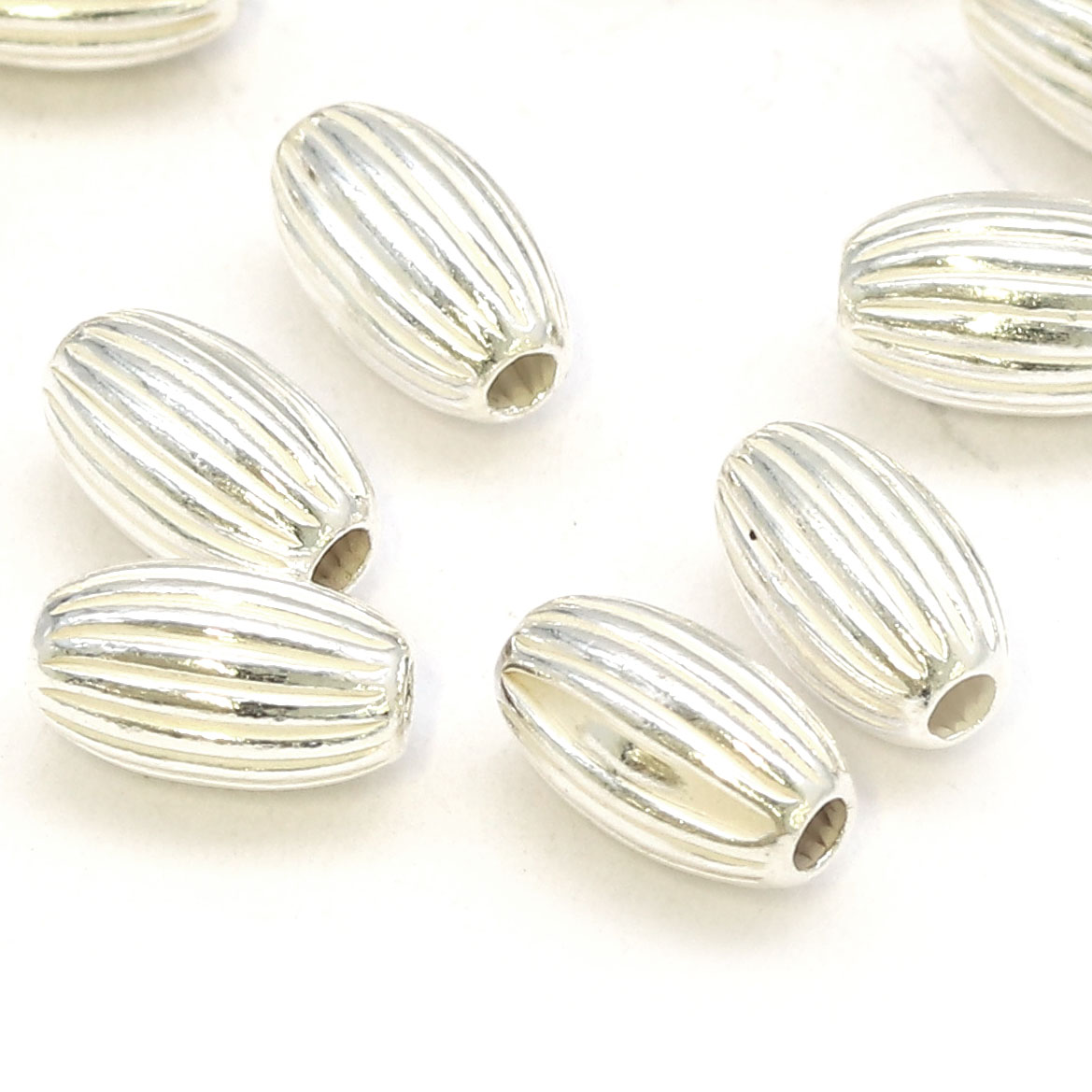 Immagine di Perline scanalate, argento 925