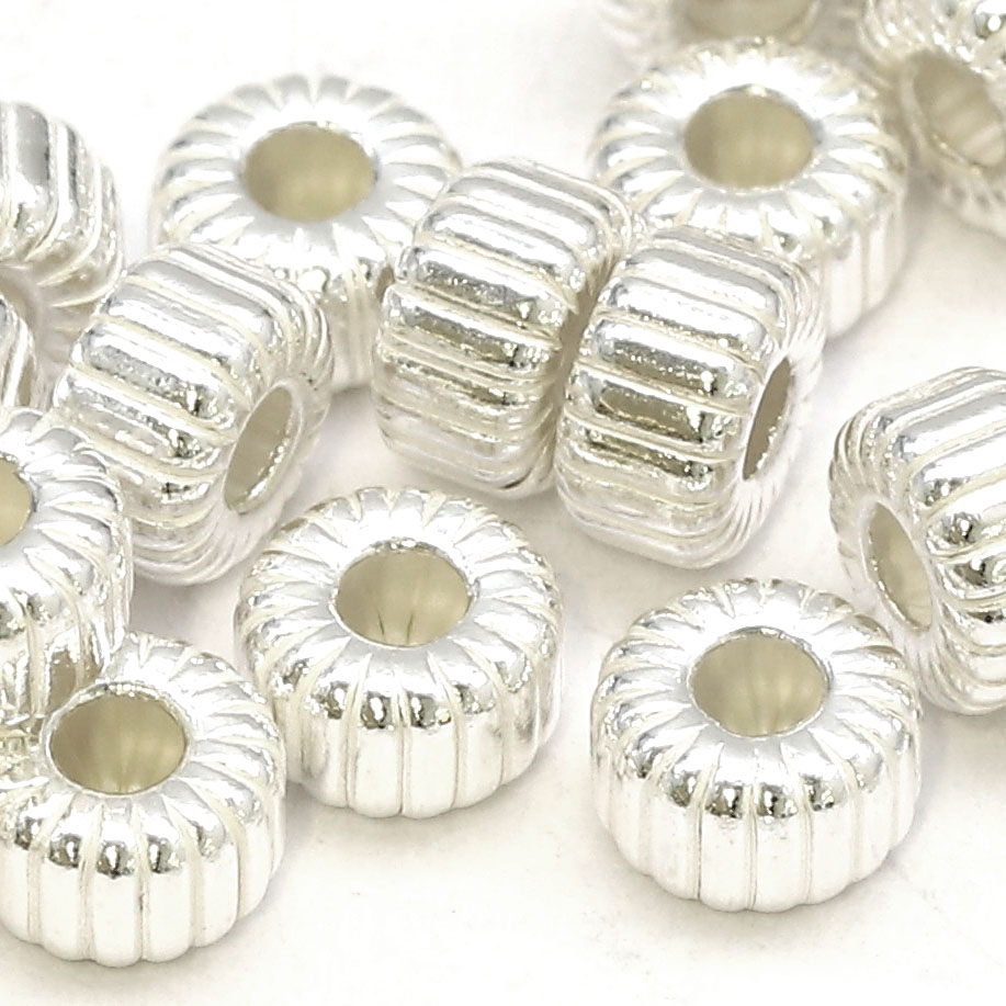 Immagine di Perline scanalate, argento 925