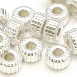 Vedere dettagli per Perline scanalate, argento 925 Immagine di Perline scanalate, argento 925