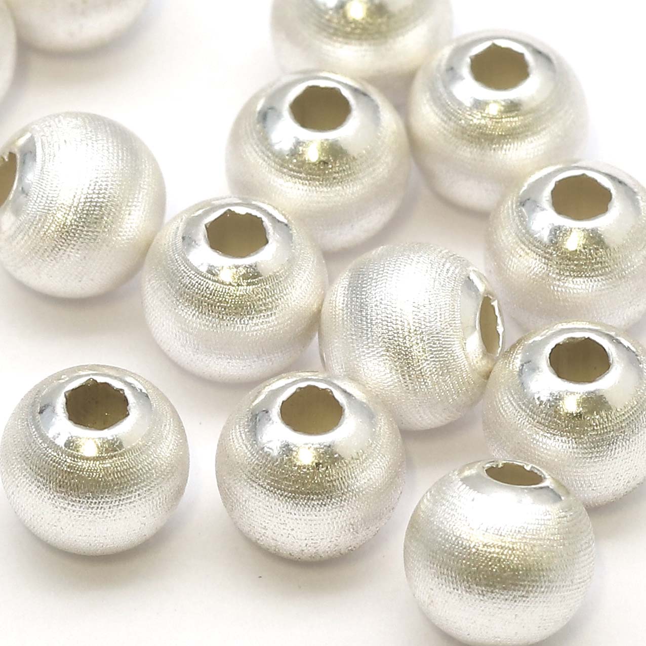 Immagine di Perline tonde satinate, argento 925