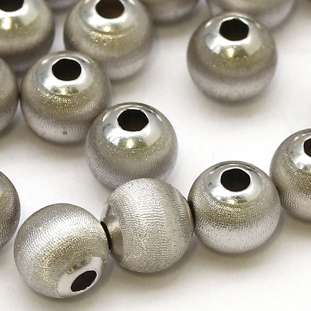 Immagine di Perline tonde, argento rodiato 925
