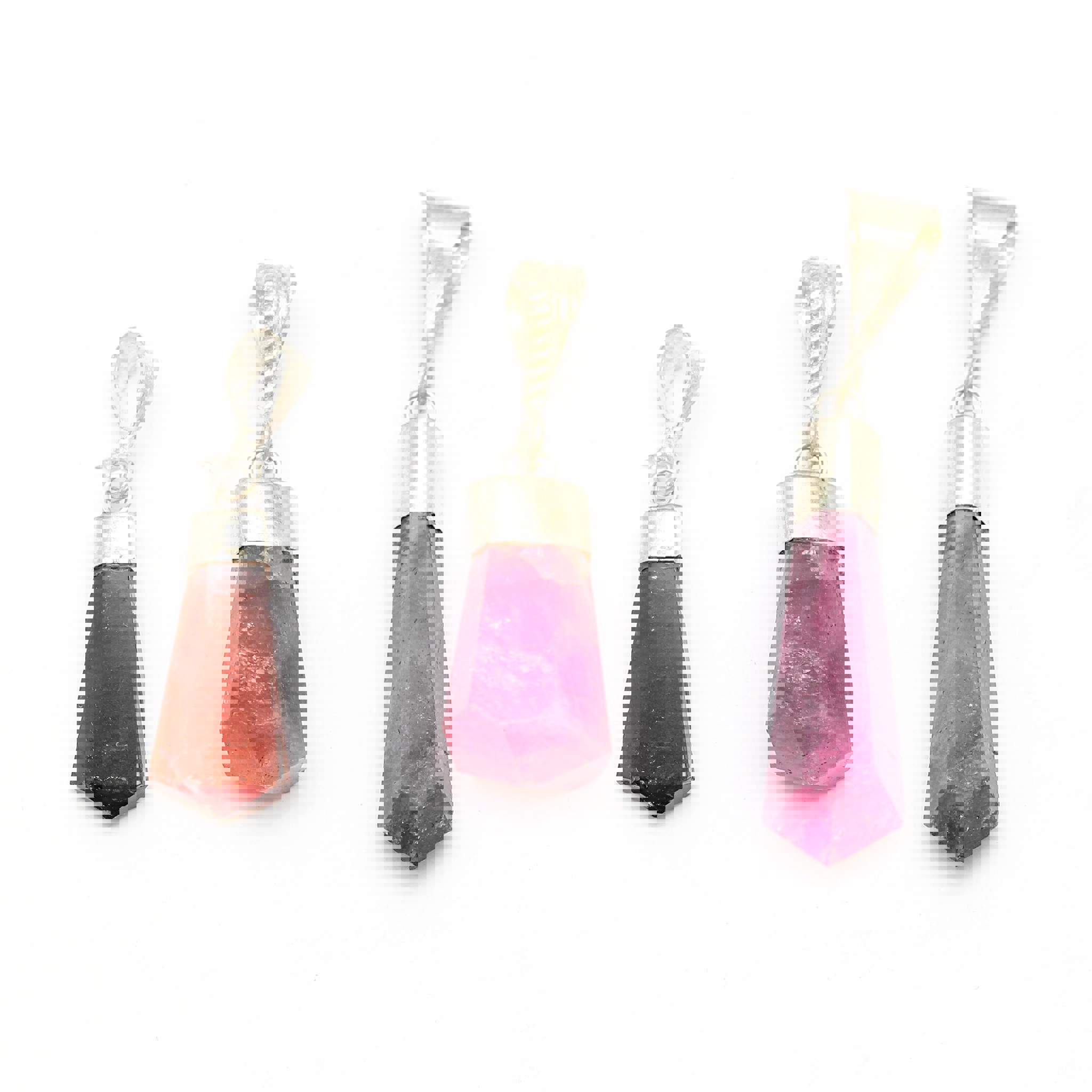 Bild von Turmalin farbig Kristalle mit Silberkappe Anhänger