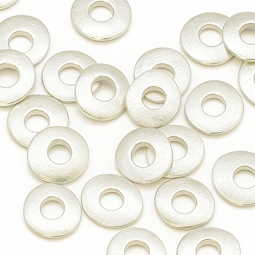 Bild von Scheibe gewölbt mit leichter Struktur 12mm, Loch 4mm, Silber 925