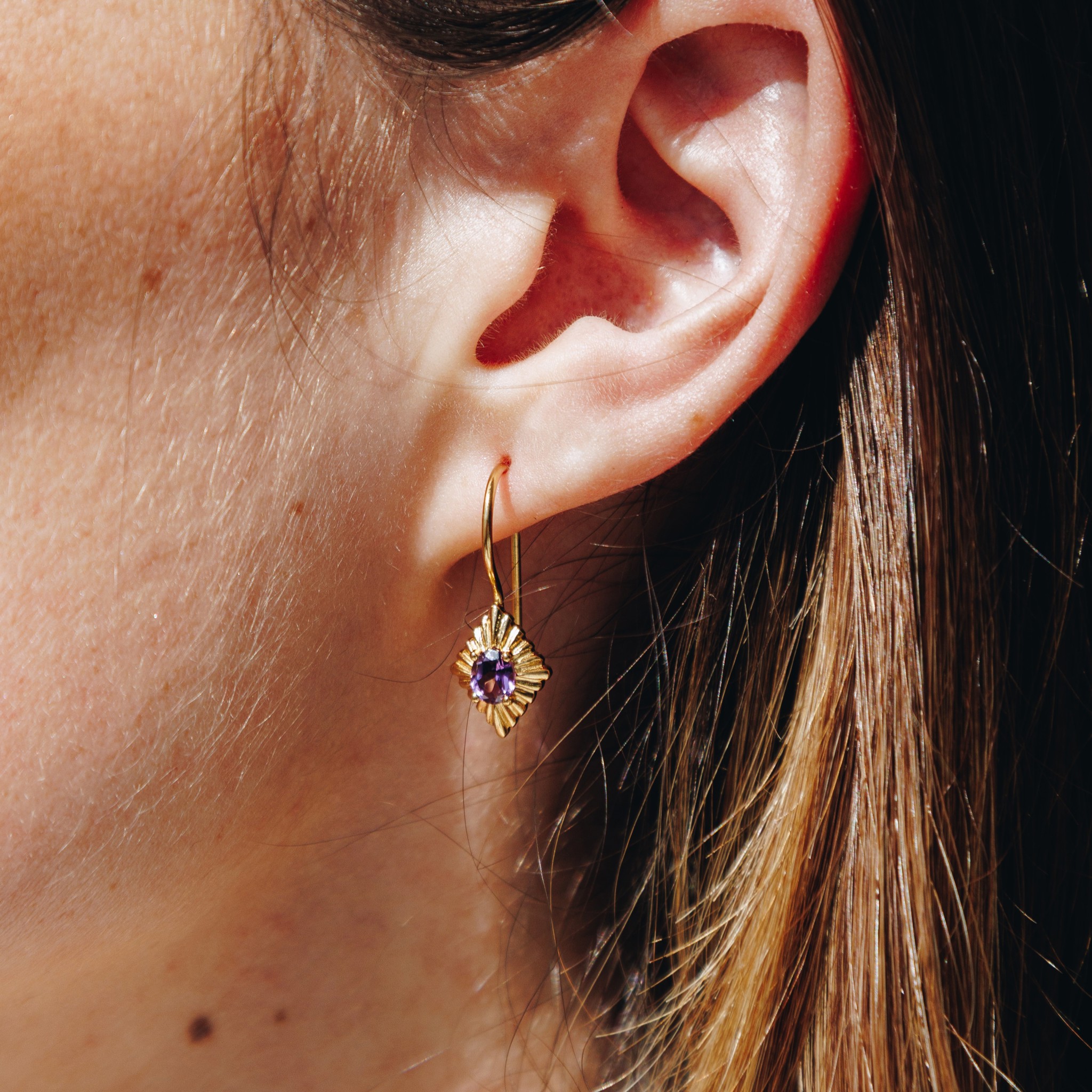 Bild von "art-deco". Amethyst. Ohrringe. Silber 925-Vergoldet