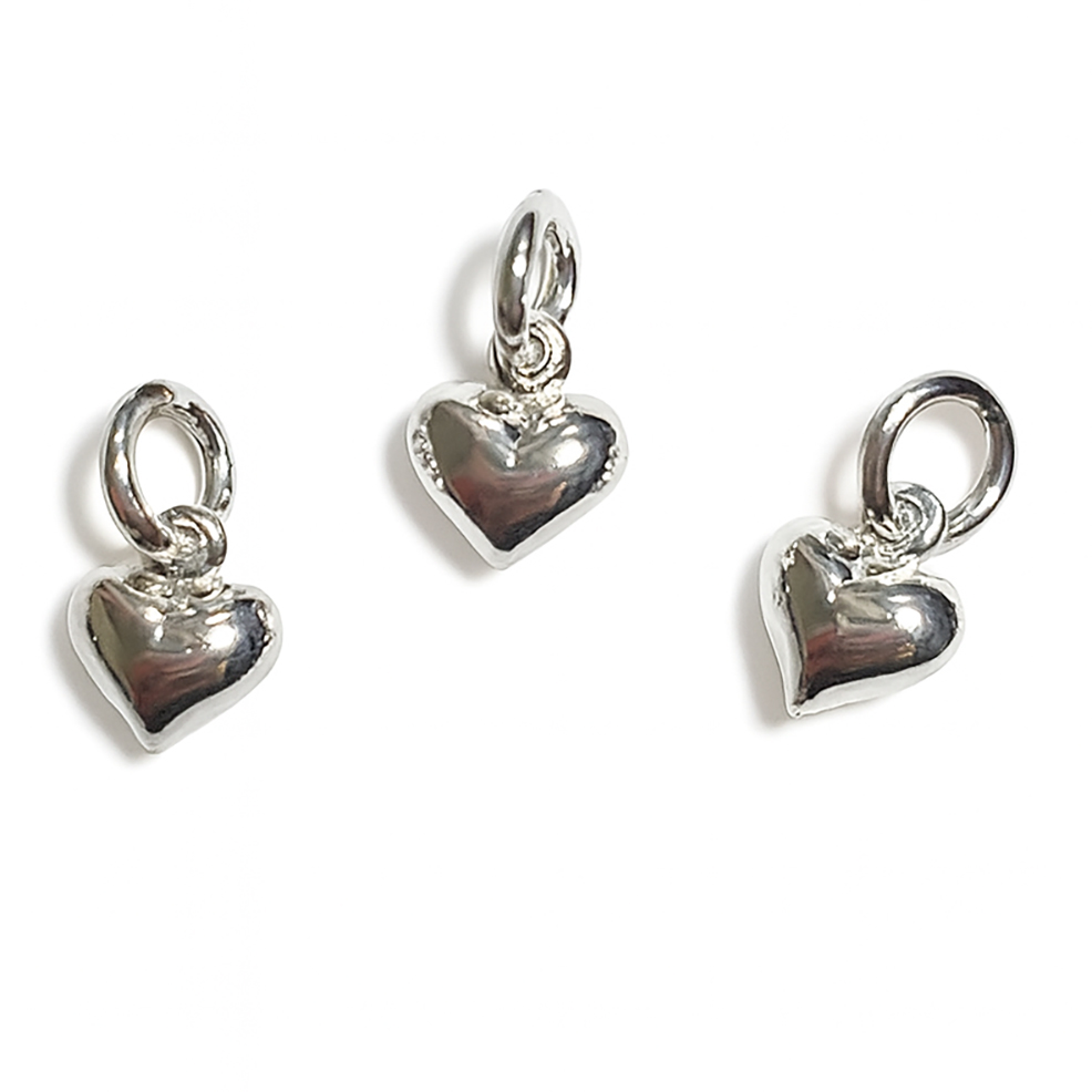 Bild von Herz 6x6mm mit Ring Charm, Silber 925 (VE: 3 Stk.)