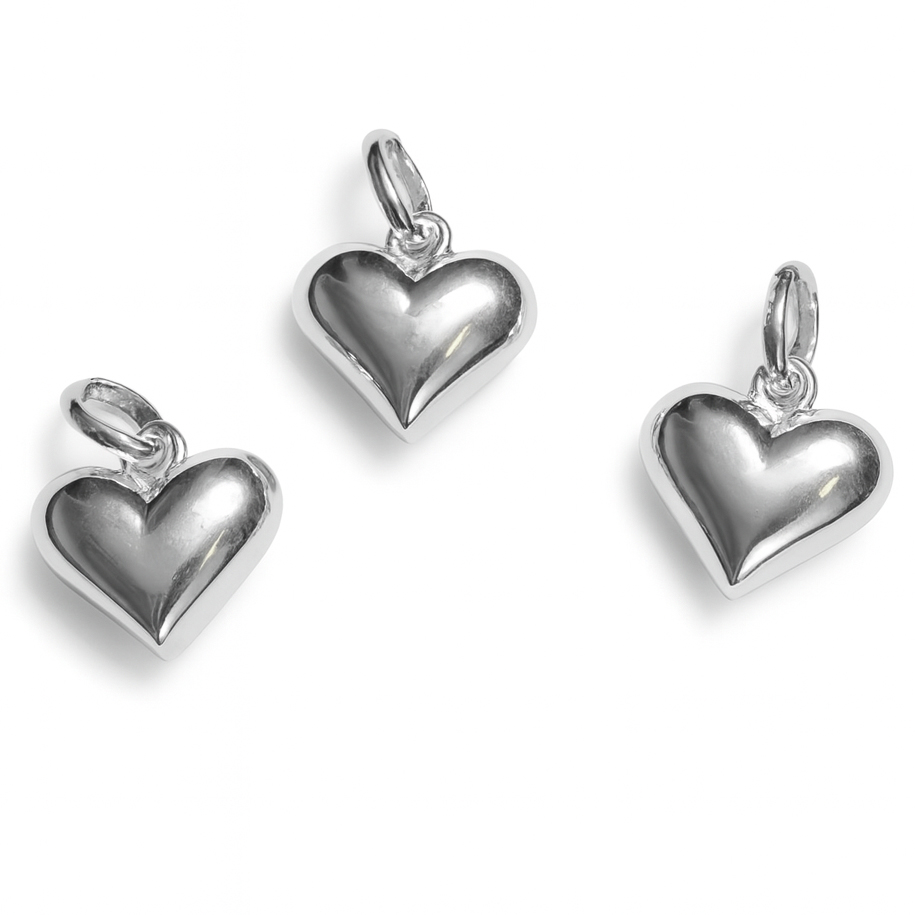 Bild von Herz 11.5x11.5mm mit Ring Charm, Silber 925 (VE: 3 Stk.)