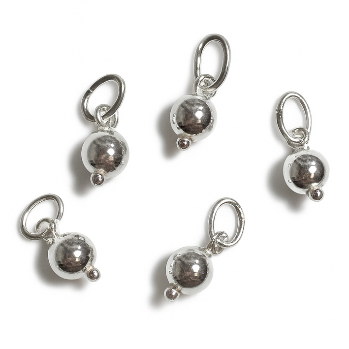 Bild von Kugeln 5mm mit Ring Charm, Silber 925 (VE: 5 Stk.)