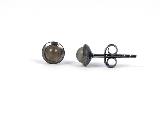 Bild von Mondstein Ohrstecker Cab. 4mm, Silber rhodiniert