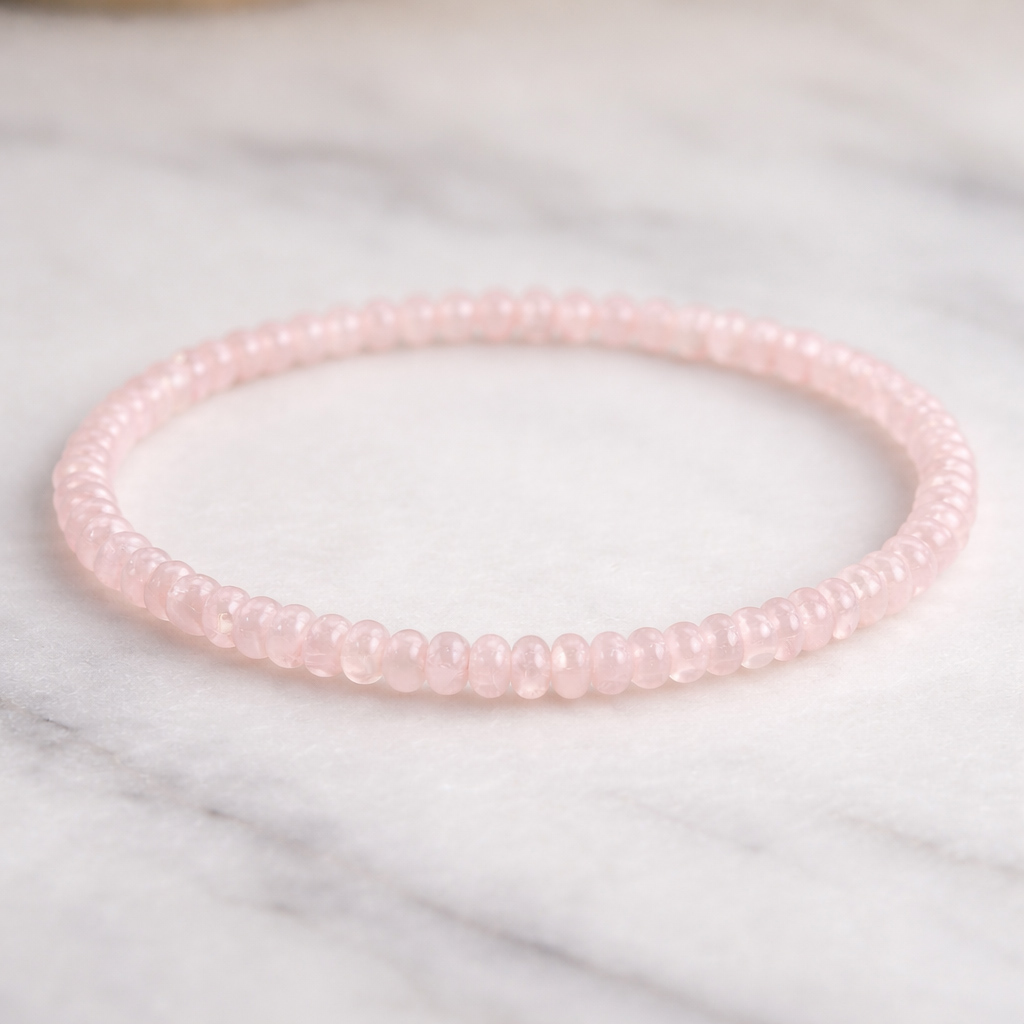 Bild von Rosenquarz Button  4x3mm Armband