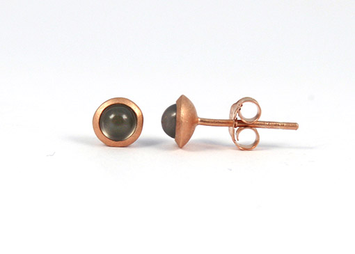 Bild von Mondstein Ohrstecker Cab. 4mm, Silber rosé vergoldet