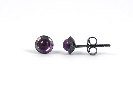 Immagine di Amethyst Ohrstecker Cab. 4mm, Silber rhodiniert