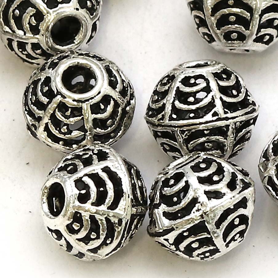 Bild von Kugeln verziert 7mm, Silber 925 geschwärzt