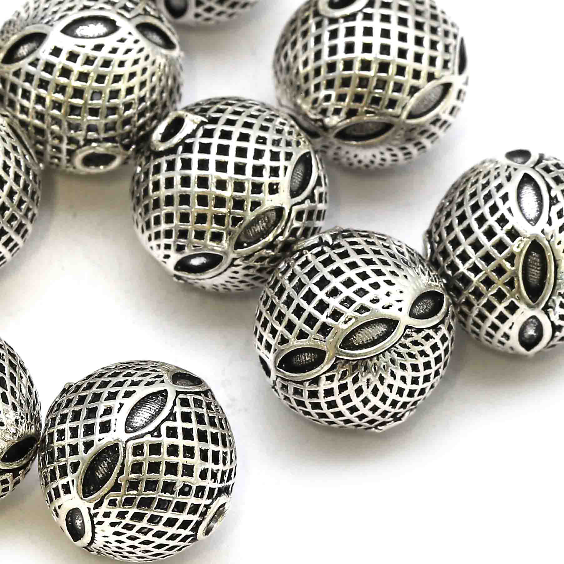 Bild von Kugeln verziert 12.5mm, Silber 925 geschwärzt