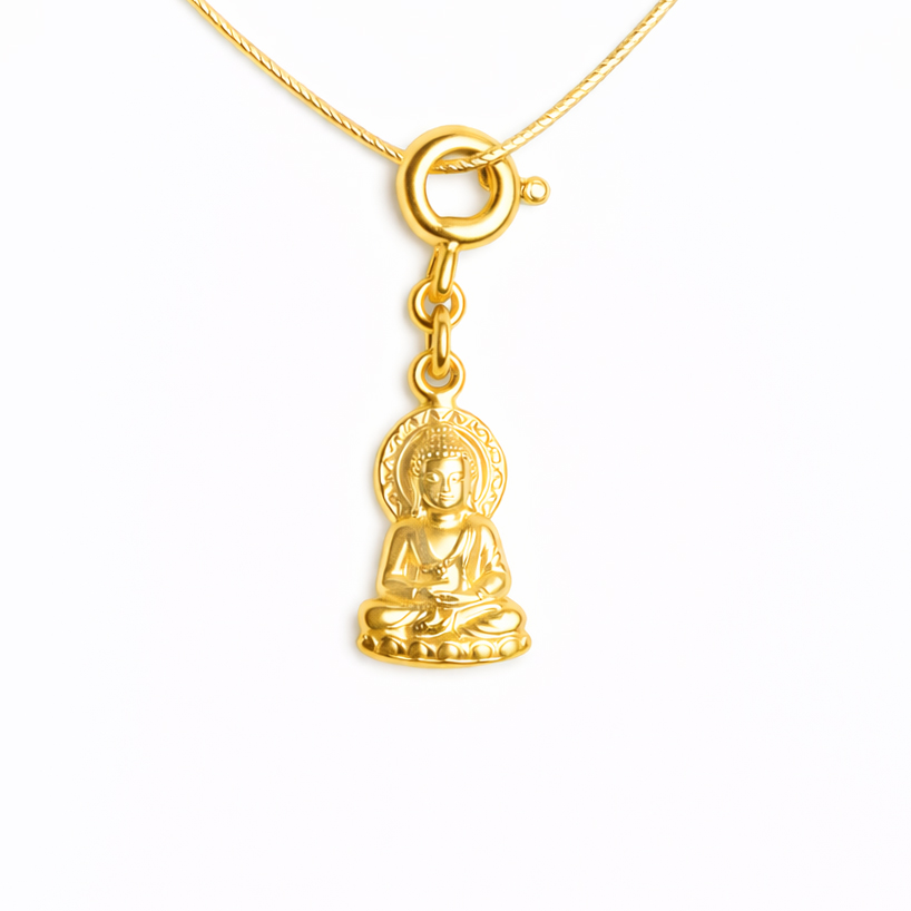 Bild von Buddha 14.5x8mm mit Federring, Silber 925 vergoldet Charm