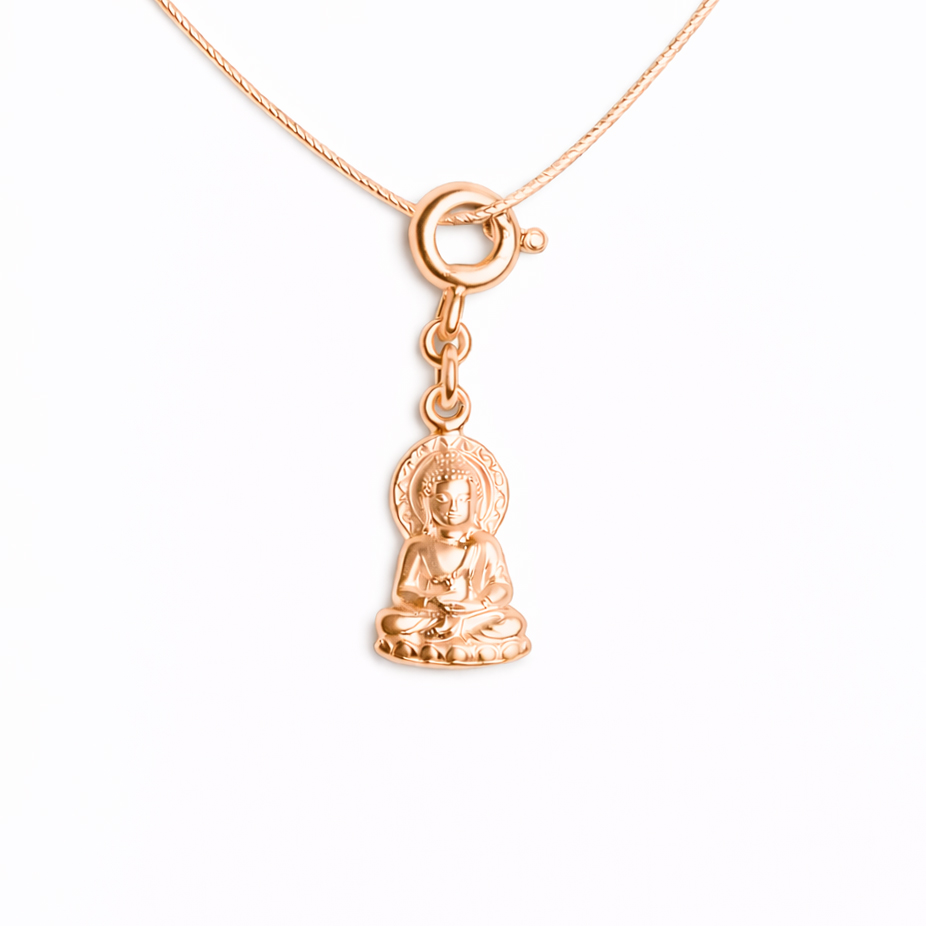 Bild von Buddha 15x10mm mit Federring, Silber 925 roségold Charm