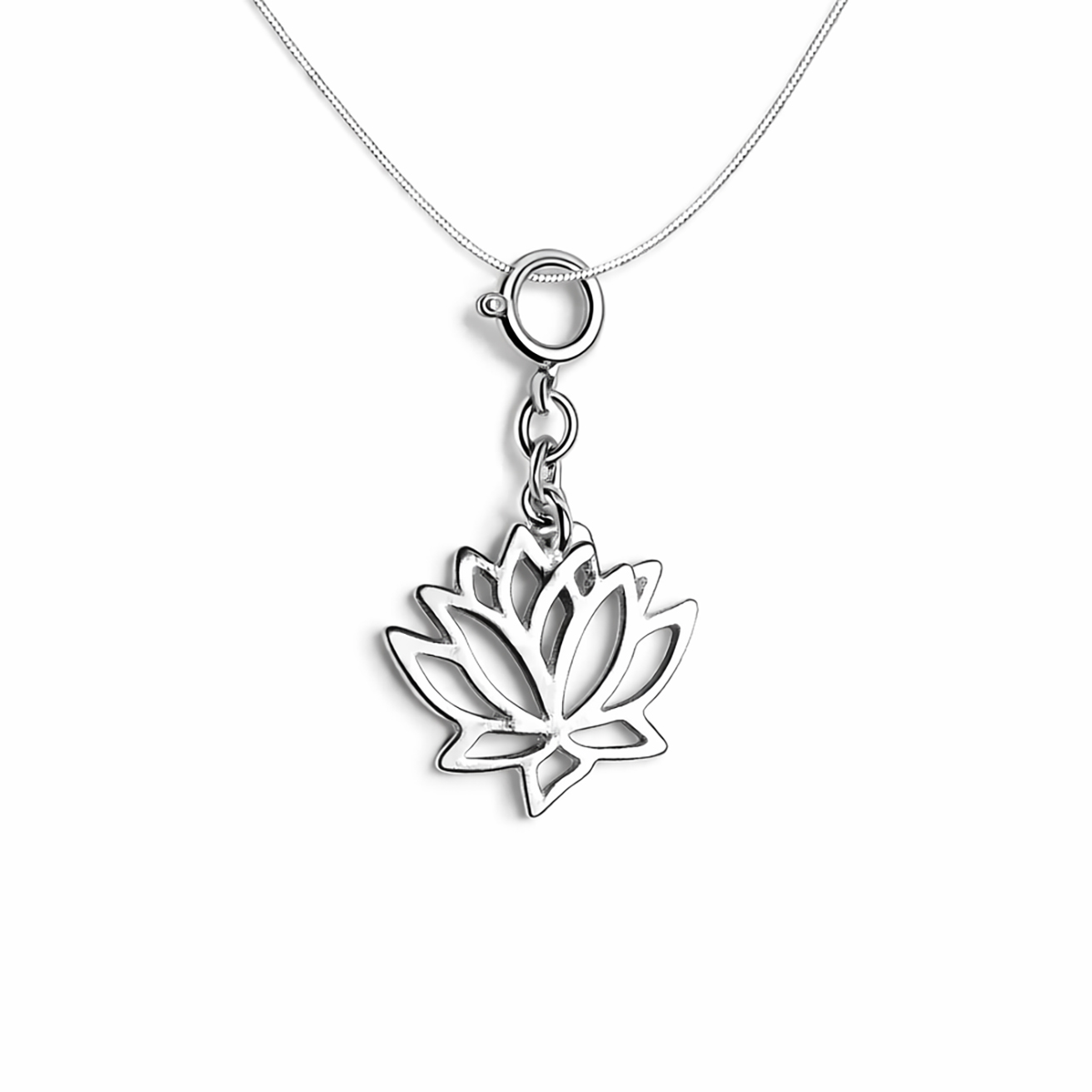 Bild von Lotus Blume 15.5mm mit Federring, Silber 925 Anhänger