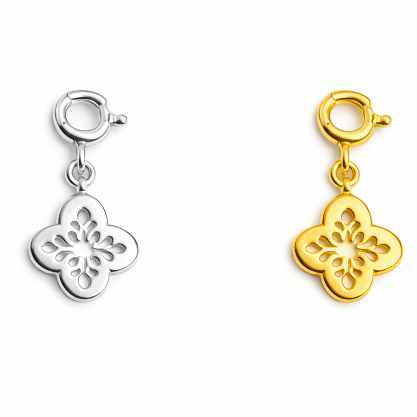 Bild von Mandala-Flower 12mm mit Federring, Silber 925 Charm