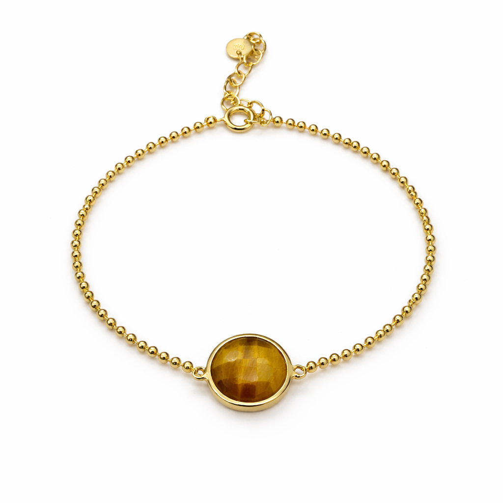 Bild von "Paris at night". Tigerauge Armband, Messing-Vergoldet 18K