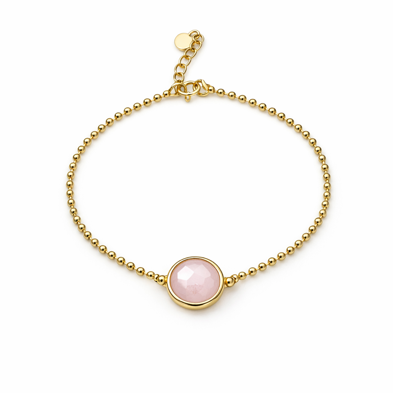 Bild von "Paris at night". Rosenquarz Armband, Messing-Vergoldet
