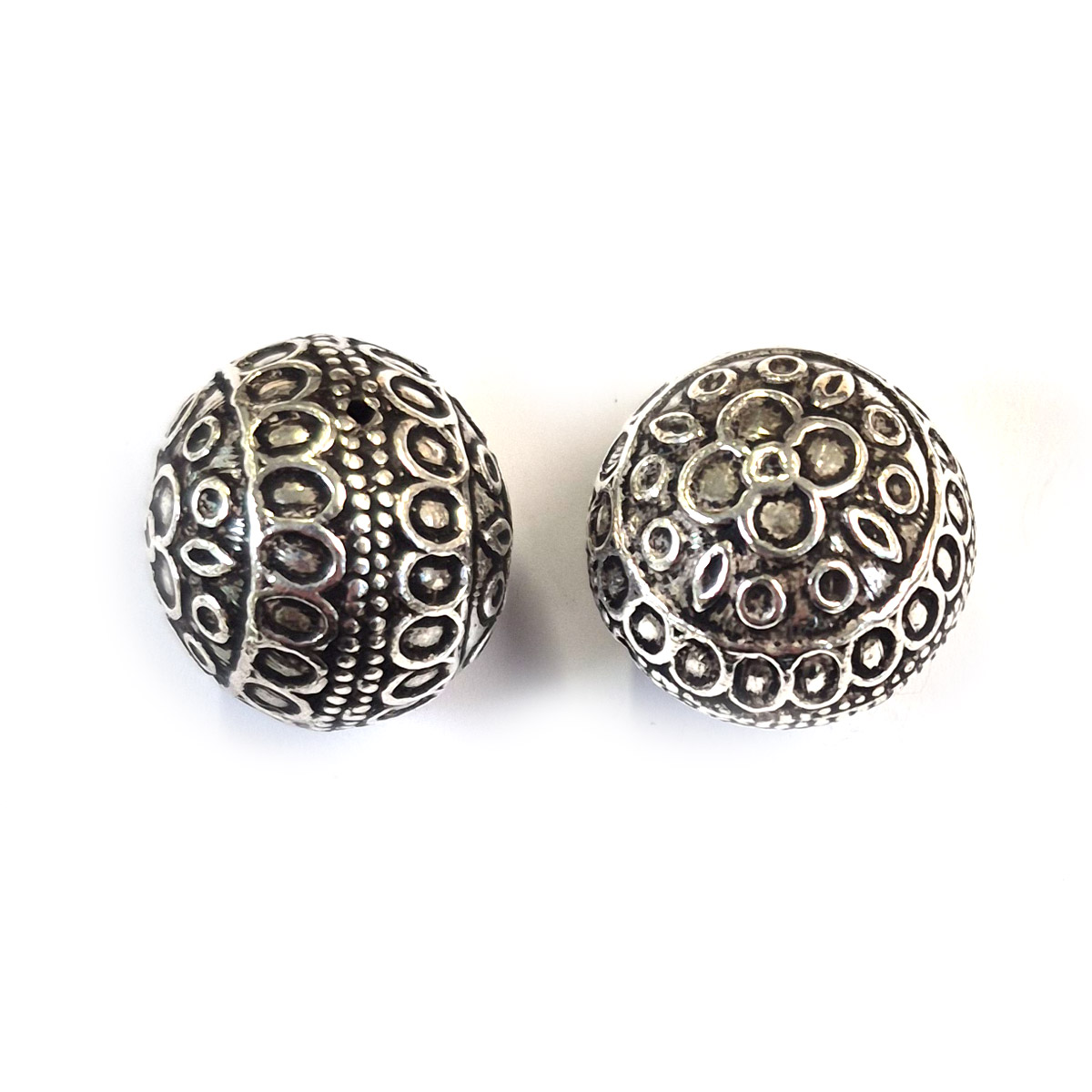 Bild von Kugeln verziert 21x19mm, Silber 925 geschwärzt