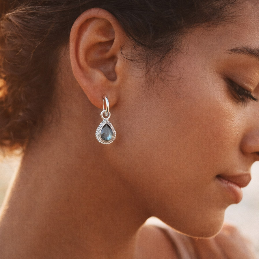 Bild von "Cabochon fac. Tropfen" Anhänger für Kreolen, Silber 925