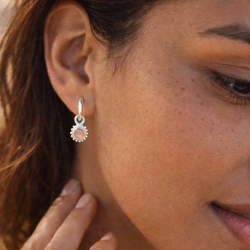 Bild von "fac. Cabochon 11x5mm" Anhänger für Kreolen, Silber 925