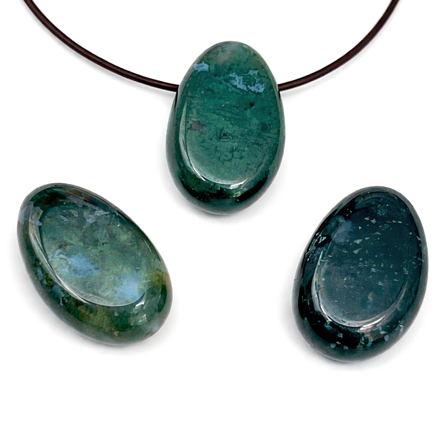 Bild von Moosachat Nugget-Tropfen 20x30mm mit 3mm Loch Anhänger 