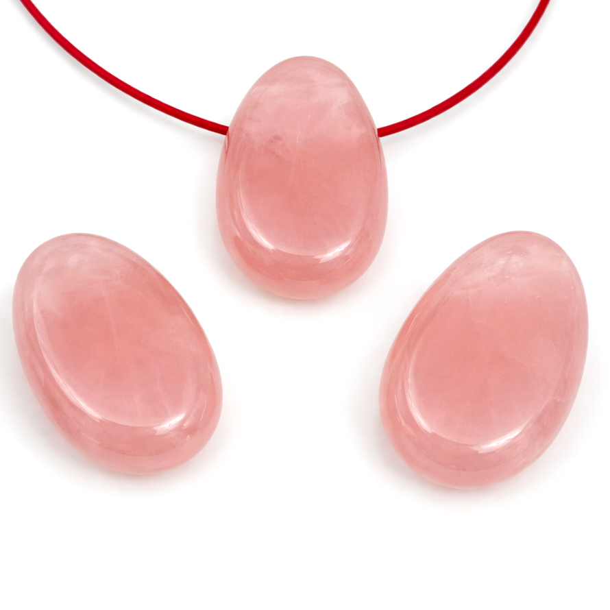 Bild von Rosenquarz Nugget-Tropfen 20x30mm mit 3mm Loch Anhänger, EXTRA