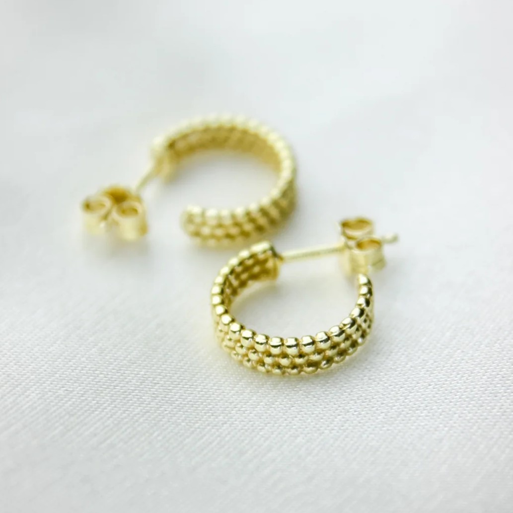 "Beads". Ohrcreolen. Silber 925-Vergoldet