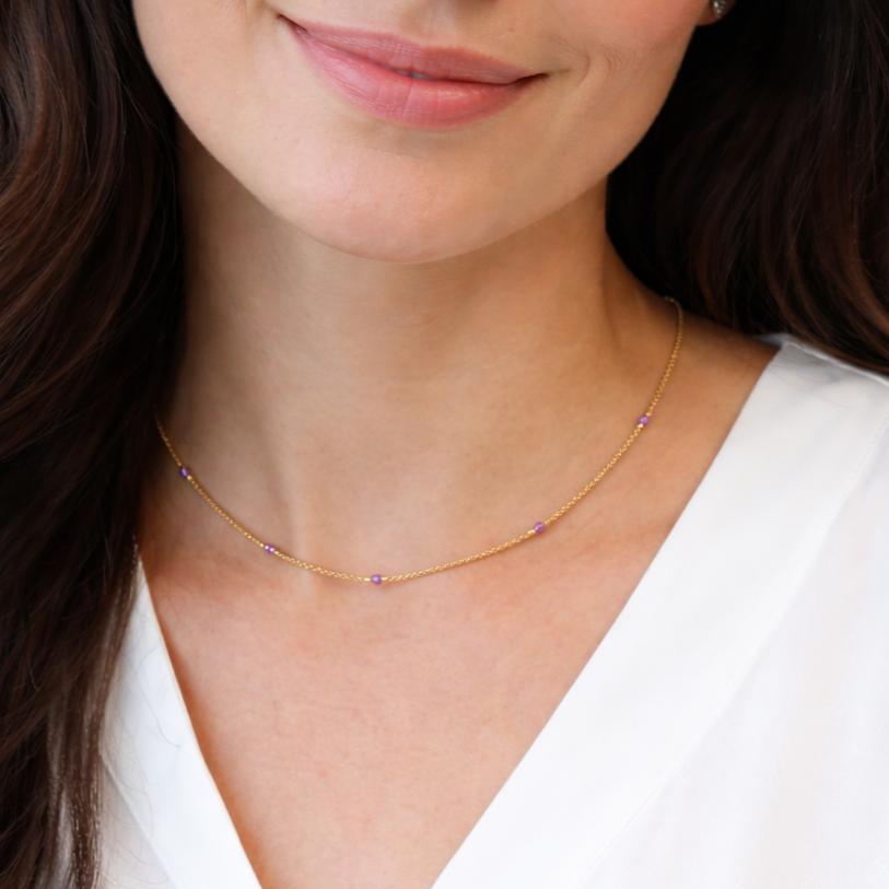 "angeli su un filo". Collana. Rubino. Argento 925 placcato oro