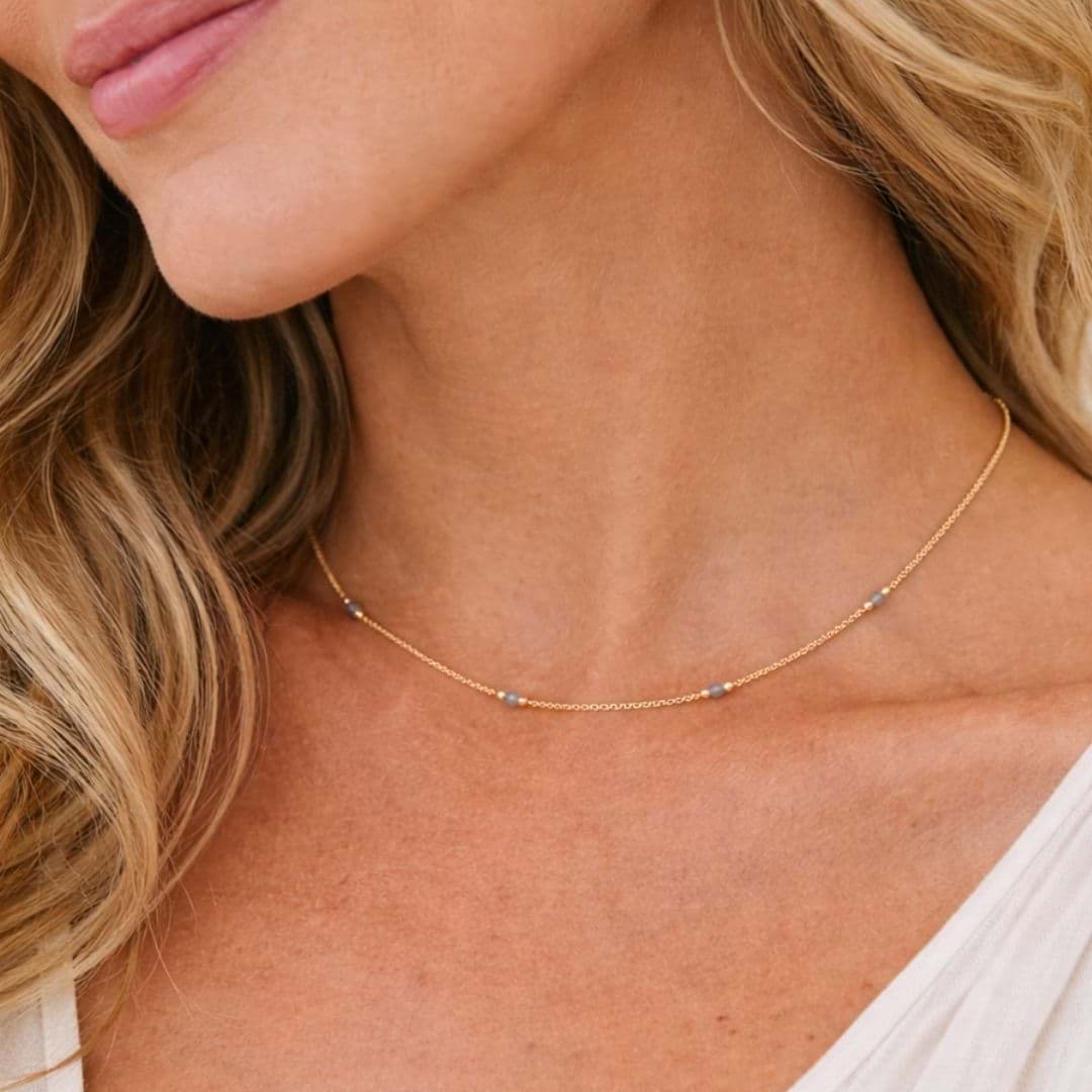 "angeli su un filo". Collana. Labradorite. Argento 925