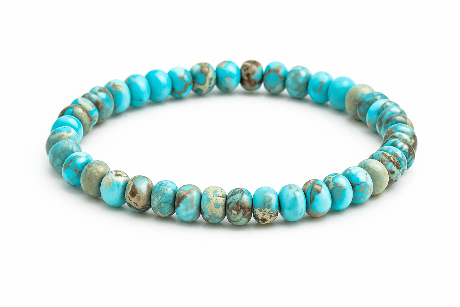 Impressions Jaspis Button  6mm Armband (hellblau)