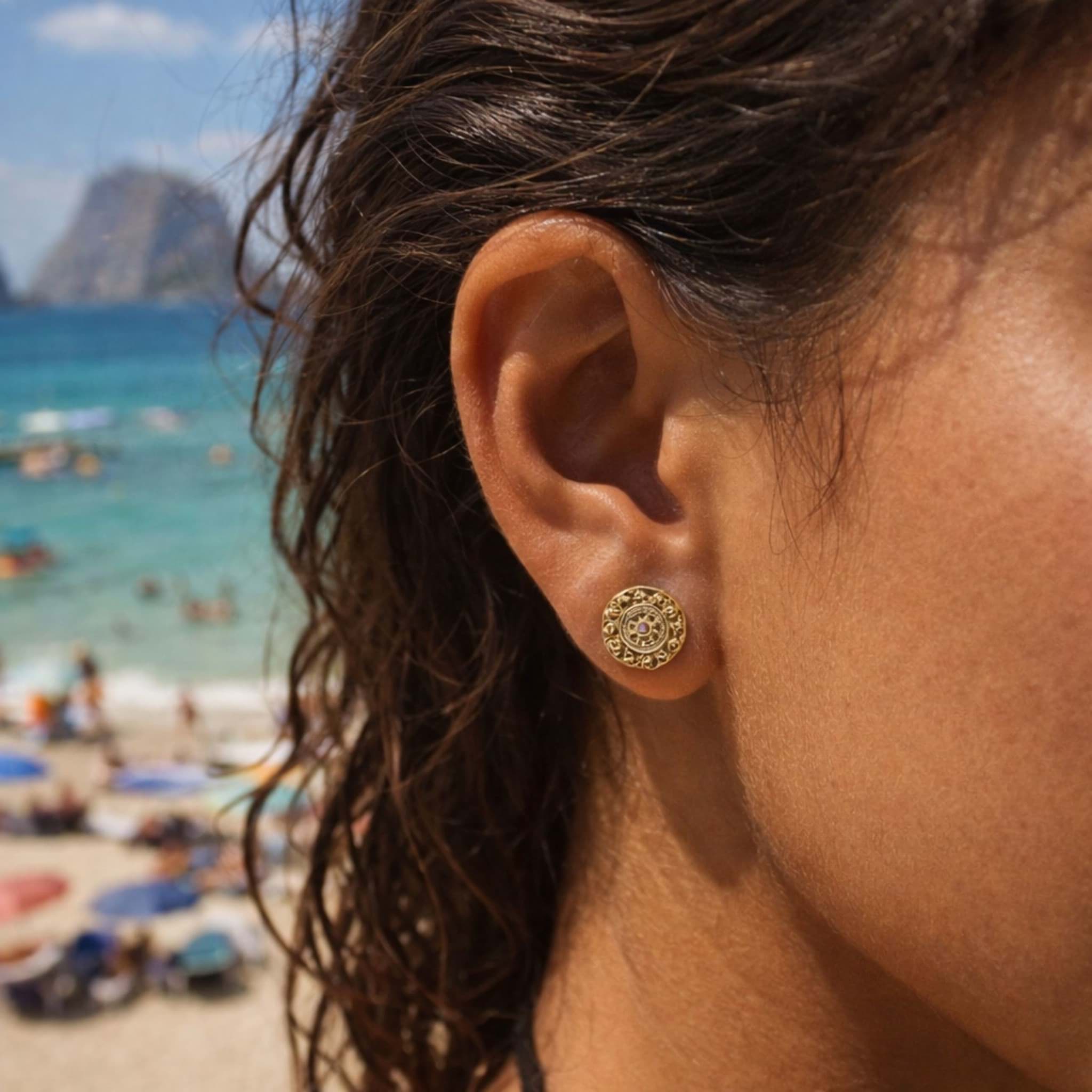 "sun in my pocket". Topas. Ohrstecker. Silber 925-Vergoldet