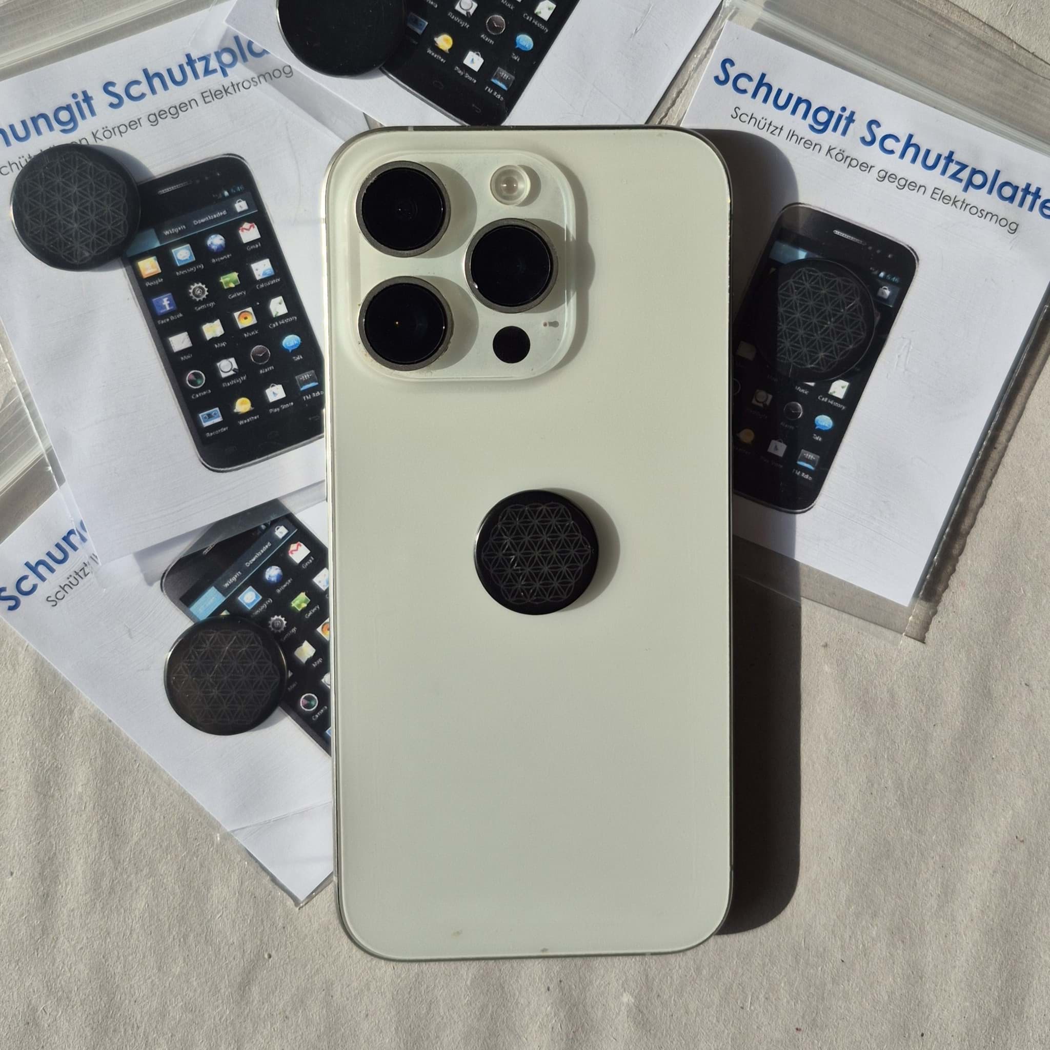 Schungit Handy-Kleber mit Beschrieb