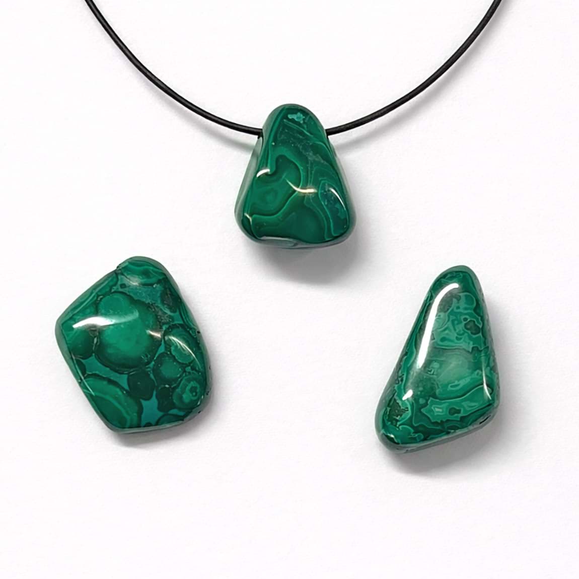 Malachit Trommelstein mit 3mm Loch Anhänger