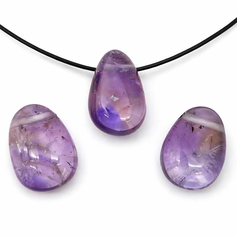 Ametrin Trommelstein mit Loch Anhänger, Extra