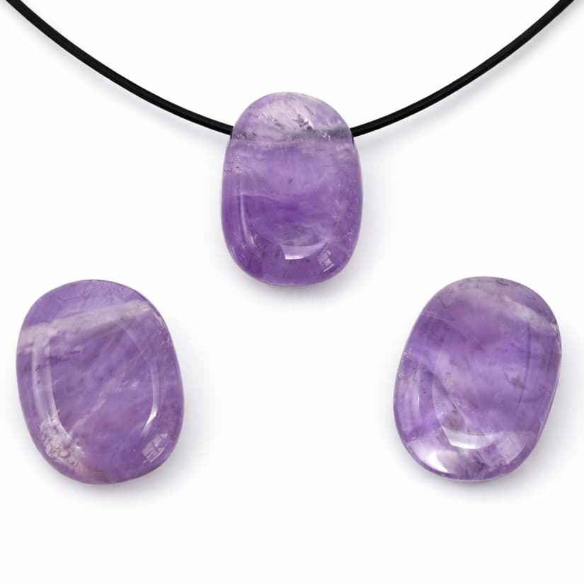 Amethyst Trommelstein Oval mit Loch Anhänger